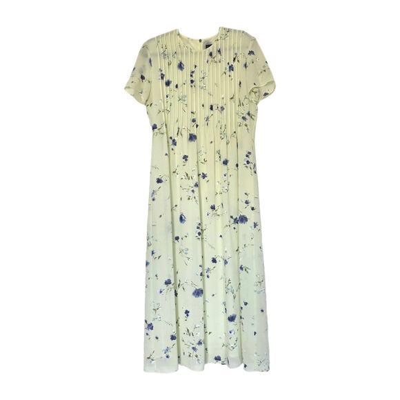 American Vintage Dresses & Skirts - Vintage Floral Pleated Midi Dress Womens 10 Cottagecore Green Purple 90s Teacher